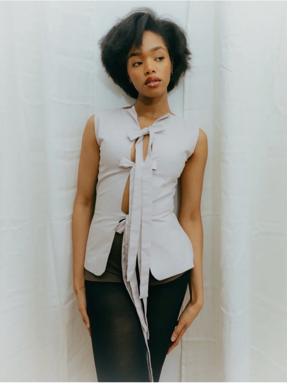 Atelier Tulpe Bowtie Vest Soft Grey